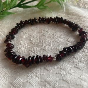 Garnet Gemstone Chip Stack Bracelet